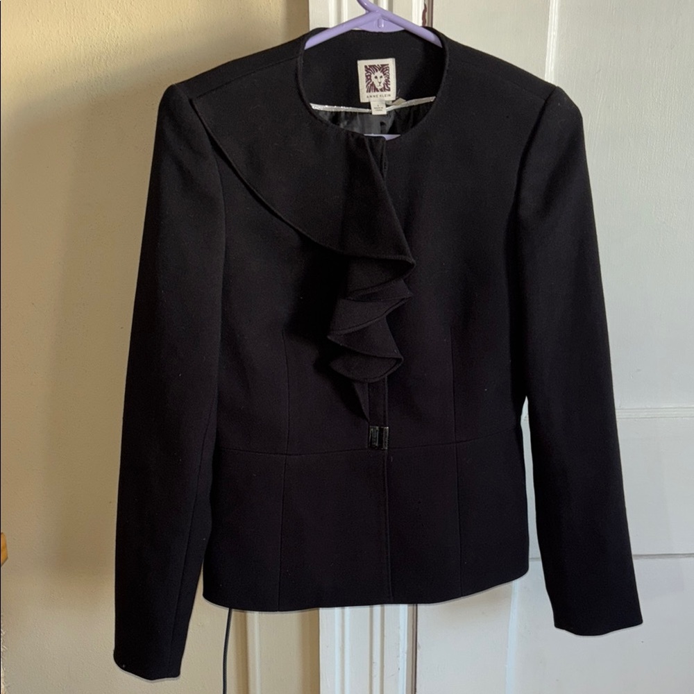 Anne Klein Elegant Black Ruffled Women's Jacket